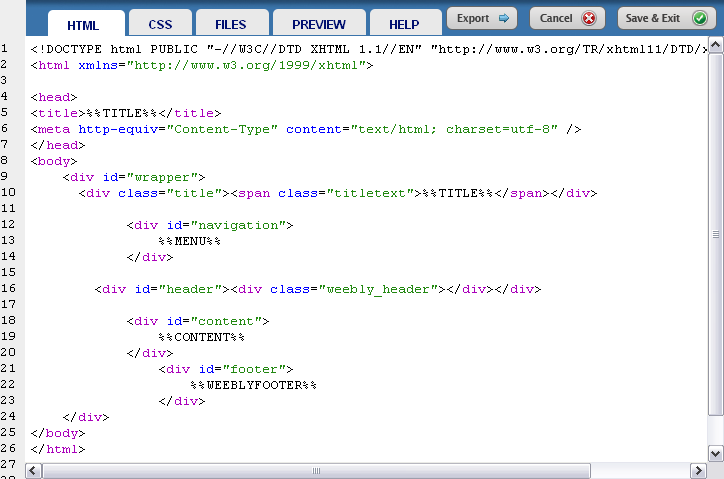 Weebly HTML Editor